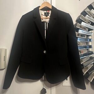 Black Ribbed Cropped Women's Blazer Size L